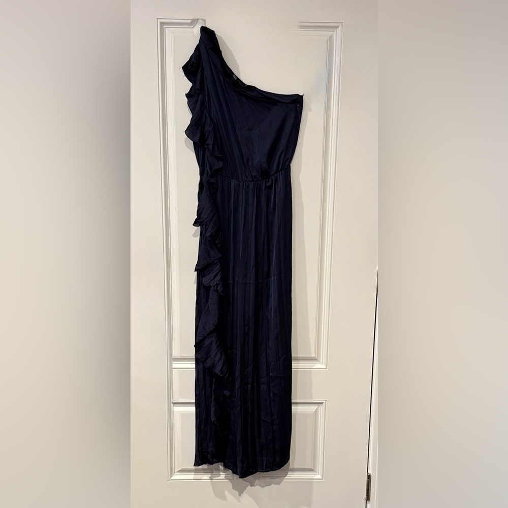 Zara Midnight Blue Satin Jumpsuit